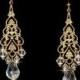 Gold Chandelier Earrings With Swarovski Crystals