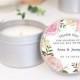 Personalised Wedding Favours / Bomboniere. Soy Candle Tins. Pink Floral Design By Mahina