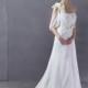 Chic Sheath-Column One Shoulder Half Sleeve Chapel Train Chiffon Wedding Dress CWLT130AB - Top Designer Wedding Online-Shop