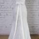 Soft Light Grey Lace Wedding Gown V-Back Wedding Dress Mermaid Style Wedding Dress with Waistband