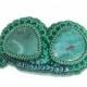 Green Gemstone Barrette. Butterfly Hair Clip with Swarovski. Jade Party Barrette, Masquerade Hair Accessory