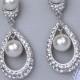 Teardrop Bridal Earrings, Crystal & Pearl Chandelier Earrings,  Bridal Jewelry, Wedding Jewelry, Wedding Earrings, MOLLY