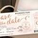 Rose Gold Watercolor Destination Nautical Cruise Wedding Boarding Pass Save The Date by Luckyladypaper - see Item Details Tab to order