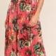 Countryside Manor Coral Red Floral Print Maxi Dress