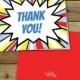 Printable thank you notes, folded thank you cards, super hero comic, instant download