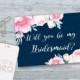 Bridesmaid Card, Bridesmaid Proposal Card Printable, Will you be my Bridesmaid, Maid of Honor, Boho Floral Bridesmaid Cards, Pink & Navy