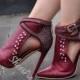 Chic Red Rivets Buckle Fashion Booties