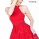 Wine Sherri Hill 50634 - Short Lace Open Back Dress - Customize Your Prom Dress