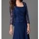 Knee Length Sleeveless Lace Bodice Dress with Matching Lace Bolero - Discount Evening Dresses 