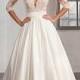 [185.99] Marvelous Tulle & Satin Queen Anne Neckline A-line Wedding Dresses With Lace Appliques - Dressilyme.com