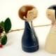 Wedding Custom Cake Toppers - Personalized Wooden art doll hand painted FREE SHIPPING