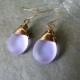 Lilac purple seaglass earrings,  Teardrop wire wrapped earrings, wedding jewelry, bridesmaid's gift teardrop  earrings Bridal Jewelry