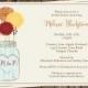 Mason Jar Bridal Shower Invitations, Fall, Orange, Yellow, Red, Wedding, Set of 10 Printed Cards, FREE Ship, MAJAA, Mason Jar Autumn Breeze