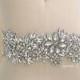 Luxury wide statement crystal bridal applique belt, 25 inch.  Rhinestone 3 inch beaded leaf wedding sash. LE JARDIN