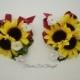 Sunflower Wrist or Pin Corsage w. Burgundy Ribbon, Wedding Decoration, Prom, 1 special occasion corsage