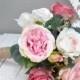 Silk wedding bouquet - Artificial Wedding bouquet -  Rose wedding bouquet - Faux flower wedding bouquet - Hand Tied Faux wedding Bouquet