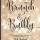BOKEH BRUNCH & BUBBLY Invitation Champagne Bridal Shower Gold Sparkle Printable Black Calligraphy Free Shipping Or DiY Printable - Mila