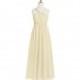 Champagne Azazie Dora JBD - Back Zip V Neck Ankle Length Chiffon Dress - Charming Bridesmaids Store