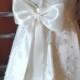 Large Bow Wedding Dress Bow Ivory on a Pin Back,  Big Bow Bridal Gown Bow, Satin Bridal Bow,  Bow Bridesmaids, Flower Girl dress Bow