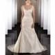 Simple A-line Straps V-neck Beading Ruching Sweep/Brush Train Satin Wedding Dresses - Dressesular.com