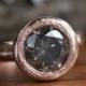 3.5ct Green Grey Diamond Engagement Ring in 18k Rose Gold hand carved bezel setting by Anueva Jewelry - Recycled Gold- 3ct - Organic Jewelry