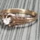 Antique 14k Gold Diamond Ring Claw Set Diamond Ring Old Mine Cut Diamond Engagement Ring Vintage Engraved Belcher Victorian Promise Ring