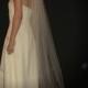 Swarovski Crystals Embellished Wedding Veil - 75" chapel length bridal veil with plain raw cut edge