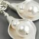 Pearl Jewelry SET OF 6 Bridesmaid Earrings - Silver Flower Earrings - White Pearl Earrings - Wedding Jewelry For Bridesmaids - Swarovski