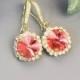 Swarovski Earrings - Coral Earrings - Gold Drop Earrings - Bridesmaids Earrings - Bridesmaid Jewelry - Swarovski Jewelry - Bridal Jewelry
