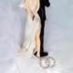 Super Sexy Spy Rhinestone Wedding Rings Cake Topper - Custom Painted Hair Color Available - 100067