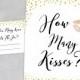 How Many Kisses Gold Confetti Bridal Shower Gold Bridal Shower - Shower Table Sign Gold Glitter Favors Sign 032