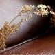 Gold flower crown, Gold bridal head piece, Gold bridal crown tiara, Gothic style Bridal Hair Vine, Bridal Headpiece, Bridal Headband