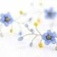 841_Gold hair pins, Blue flower pins, Bridal hair flowers, Forget-me-not hair accessories, Floral pins, Hair pins flowers, Hair flowers silk