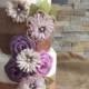 Lavender and Pink Burlap Flower Set - Rustic Wedding - Cake Topper - DIY Wedding Decorations - Rustic Flowers, Rustic Wedding, Pink Burlap