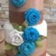 Burlap Flowers - Turquoise - Aqua - Rustic Wedding - Ombre - Naked Cake - DIY Rustic Wedding Flowers - Teal Wedding, Turquoise Wedding