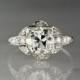 Antique 2.47 Carat Old European Cut Diamond in Platinum Art Deco / Edwardian Engagement Ring with .40ctw Diamond Accents R123