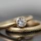 Engagement ring Wedding band - alternative moissanite or diamond 14K gold "sand dunes" stacking set - his hers his his hers hers - recyled