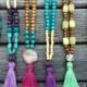 Tassel Necklace - Beaded Necklace - Long wooden beaded necklace - agate necklace - 1 piece