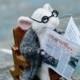Mouse in armchair Mouse with glasses Mouse with newspaper White mouse Cute mouse Felt mouse Felted toy Wool toy Wool needle Felted mouse