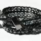 Boyfriend gift for mens bracelet gift for him Mens Leather bracelet Leather Wrap Bracelet Obsidian Bracelet Natural stone Bracelet for him