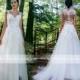 Ivory Sexy See Through Lace Appliqué Back with Buttons Sweetheart Neck Crystal Belt Tulle Chapel Train A Line Wedding Dress Bridal Gown