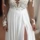 Long Sleeve Lace Beach Wedding Dresses, 2017 See Through Chiffon Wedding Gown, Affordable Bridal Dresses, 17088
