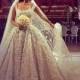 Luxury Princess Scoop Neck Vintage Wedding Dress With Chapel Train Diamonds & Crystals Bridal Gowns