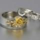 Sun and Moon ECLIPSE engagement ring set in 18k & silver