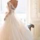 2014 Fall/Winter Long Sleeves Gorgeous Lace Wedding Dresses Sweep Train Backless Bridal Gowns With Bow 0611B