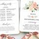 Peach Blush Floral Wedding Program Fan Template, Printable Fan Wedding Programs, DIY Wedding Fans, Editable text, Peach Blush