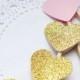 Pink And Gold Cupcake Toppers, Baby Shower Party Picks, Heart Toothpicks, Birthday Party Food Picks, Paper Hearts