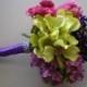 Bridal Bouquet, Purple, Fuchsia and Green Bouquet, Orchid Color Bridal Bouquet, Purple Orchid Wedding Bouquet