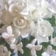 Wedding Bouquet Clay White Rose White Butterflies Handmade Clay Bridal Bouquet