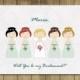 Will You Be My Bridesmaid cards, Matron of Honor, Maid of Honor, personalized Bridesmaid Card - DIY - Printable - mint